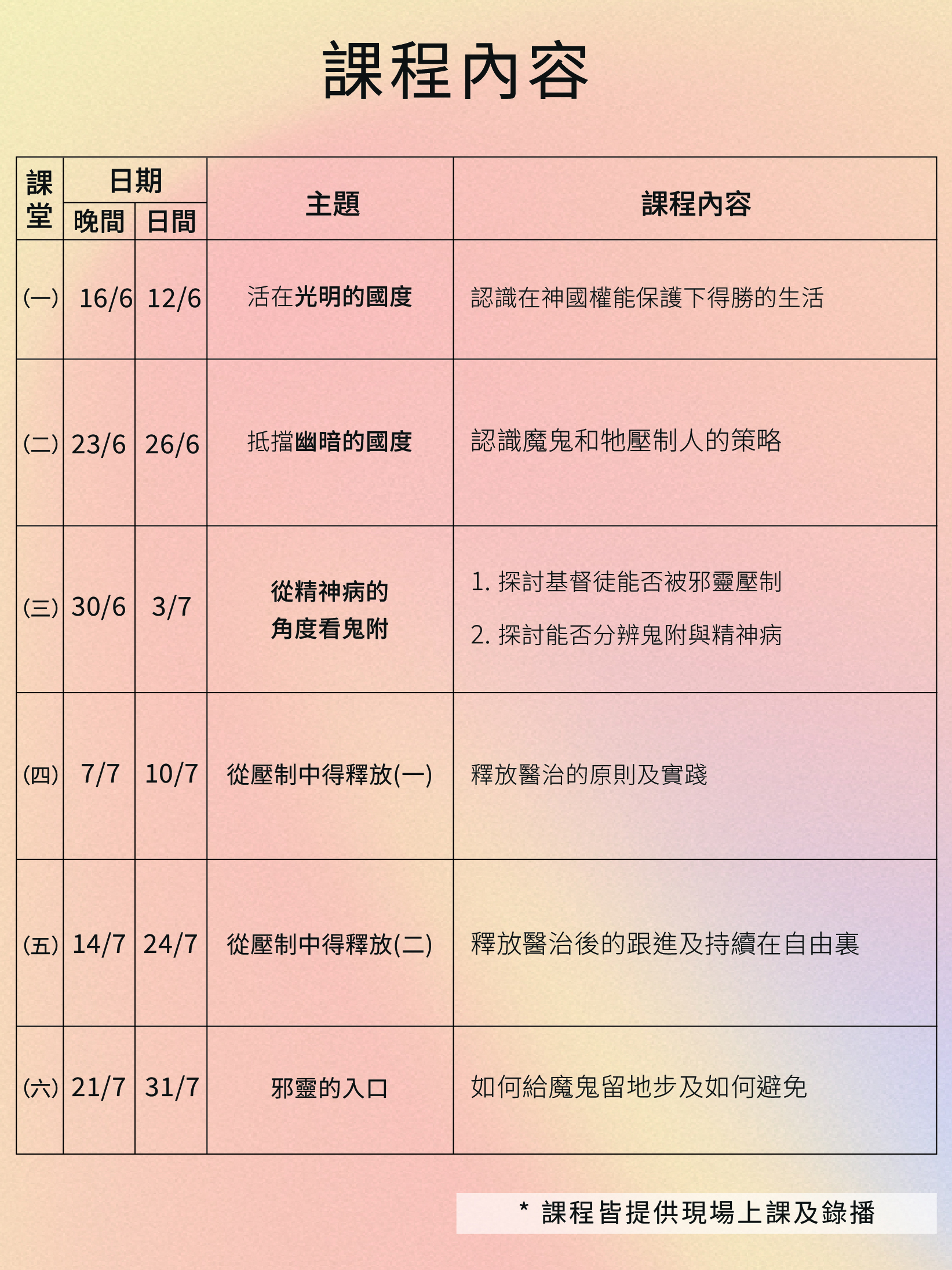 釋放的醫治 (晚間課程):圖片 2